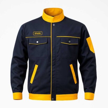 لباس کار سرمه ای تیره و زرد